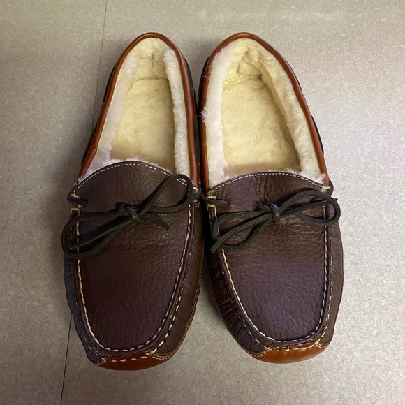 L.L. Bean Shoes Ll Bean Brown Leather Double Sole Shearling Lined